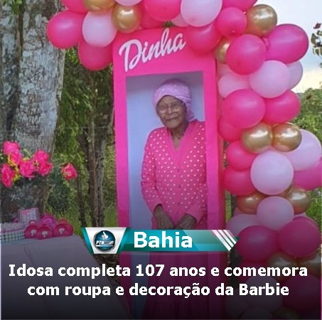 Idosa celebra aniversário com roupa e decoração da Barbie em